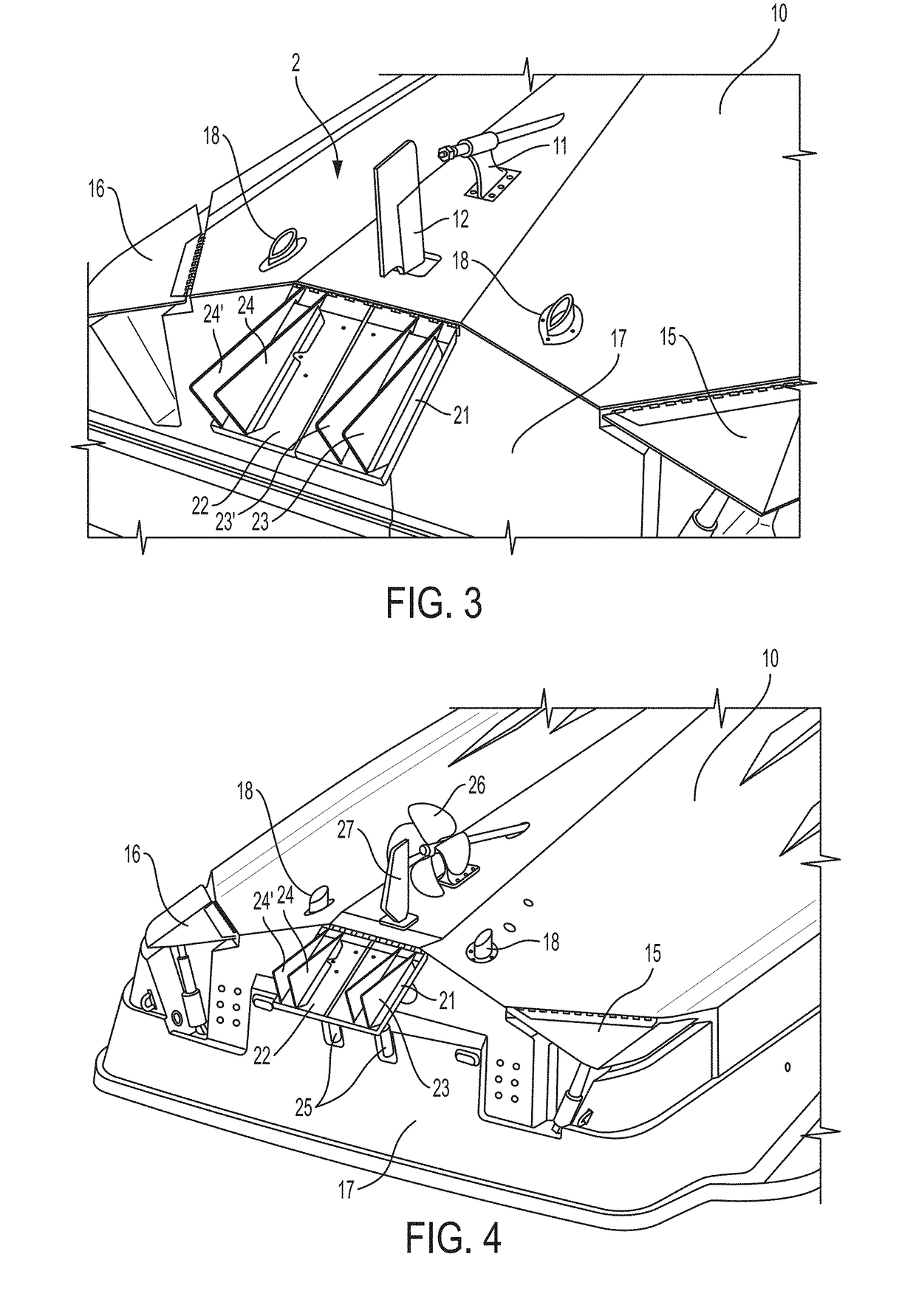 Wake control fin system and underwater exhaust system