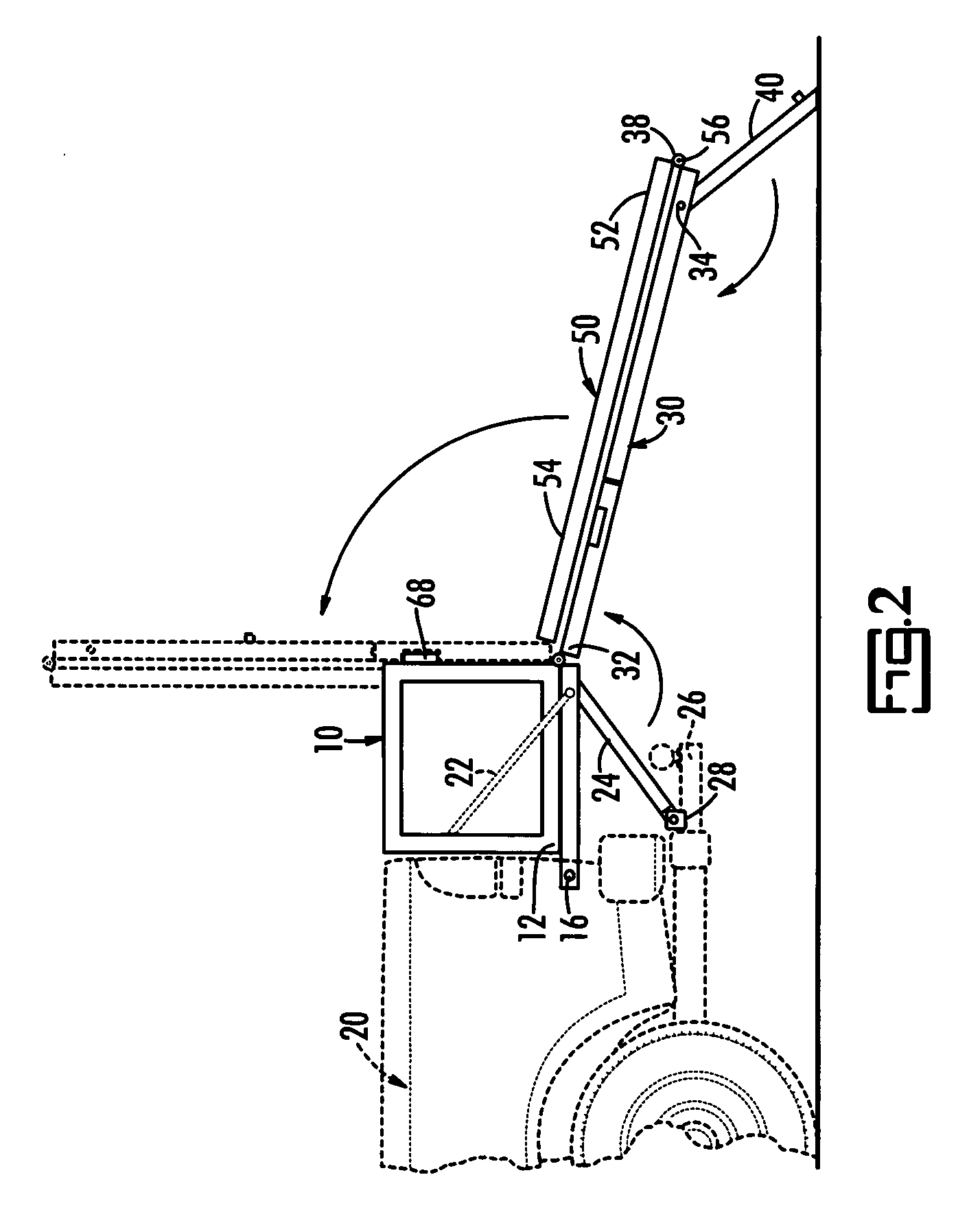 Cargo area extending foldable loading ramp