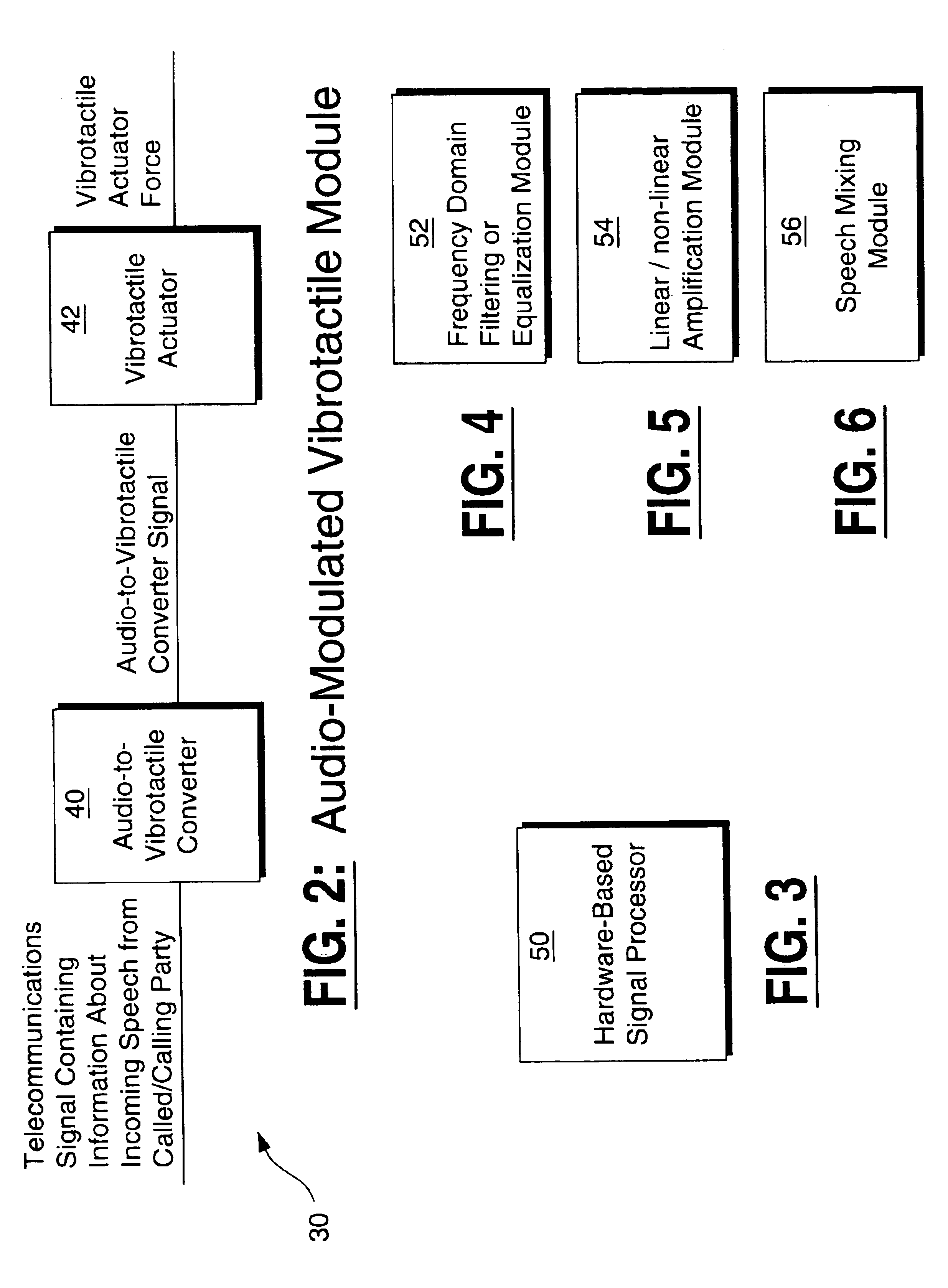 Mobile phone featuring audio-modulated vibrotactile module