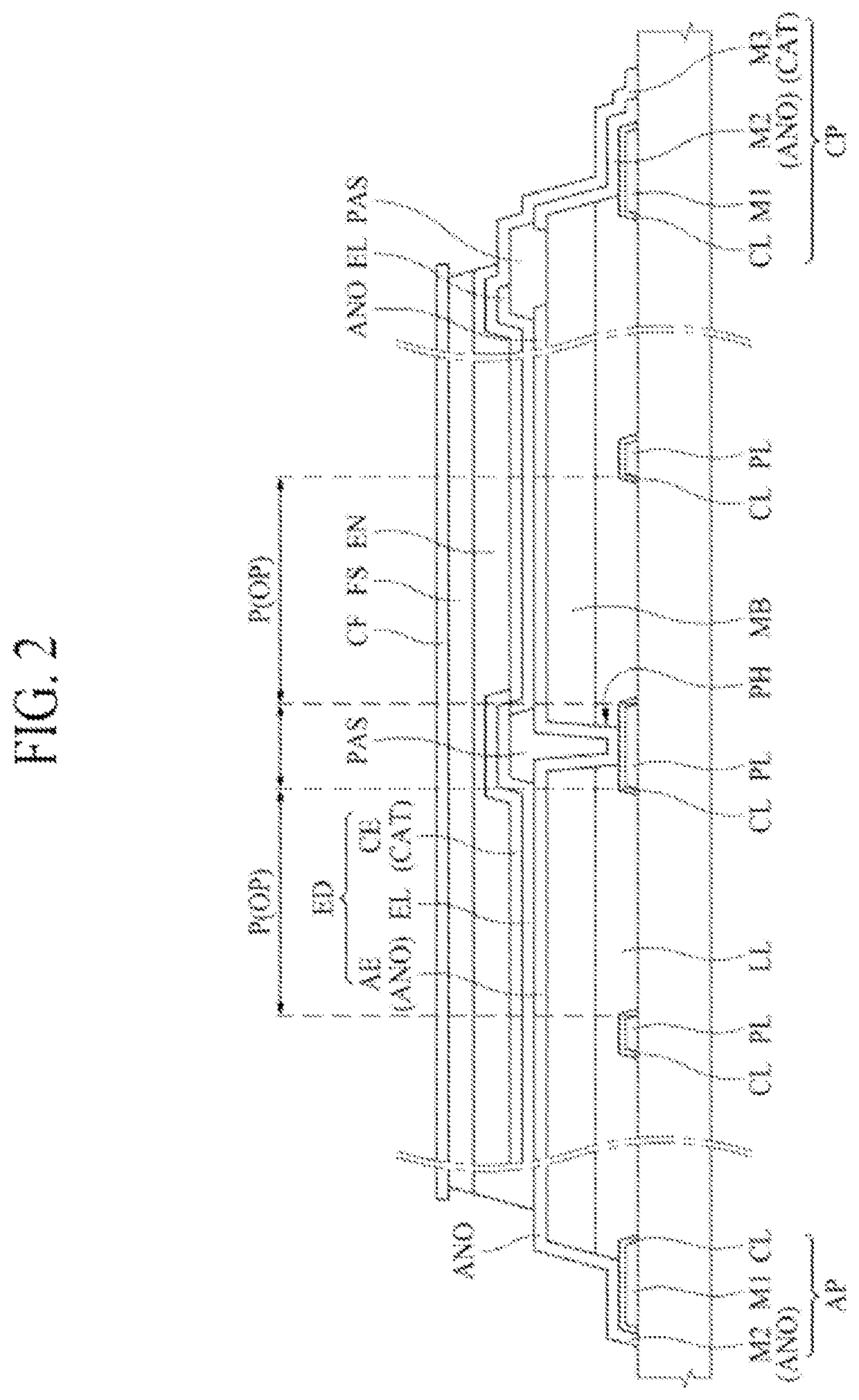 Electroluminescent lighting device having high aperture ratio