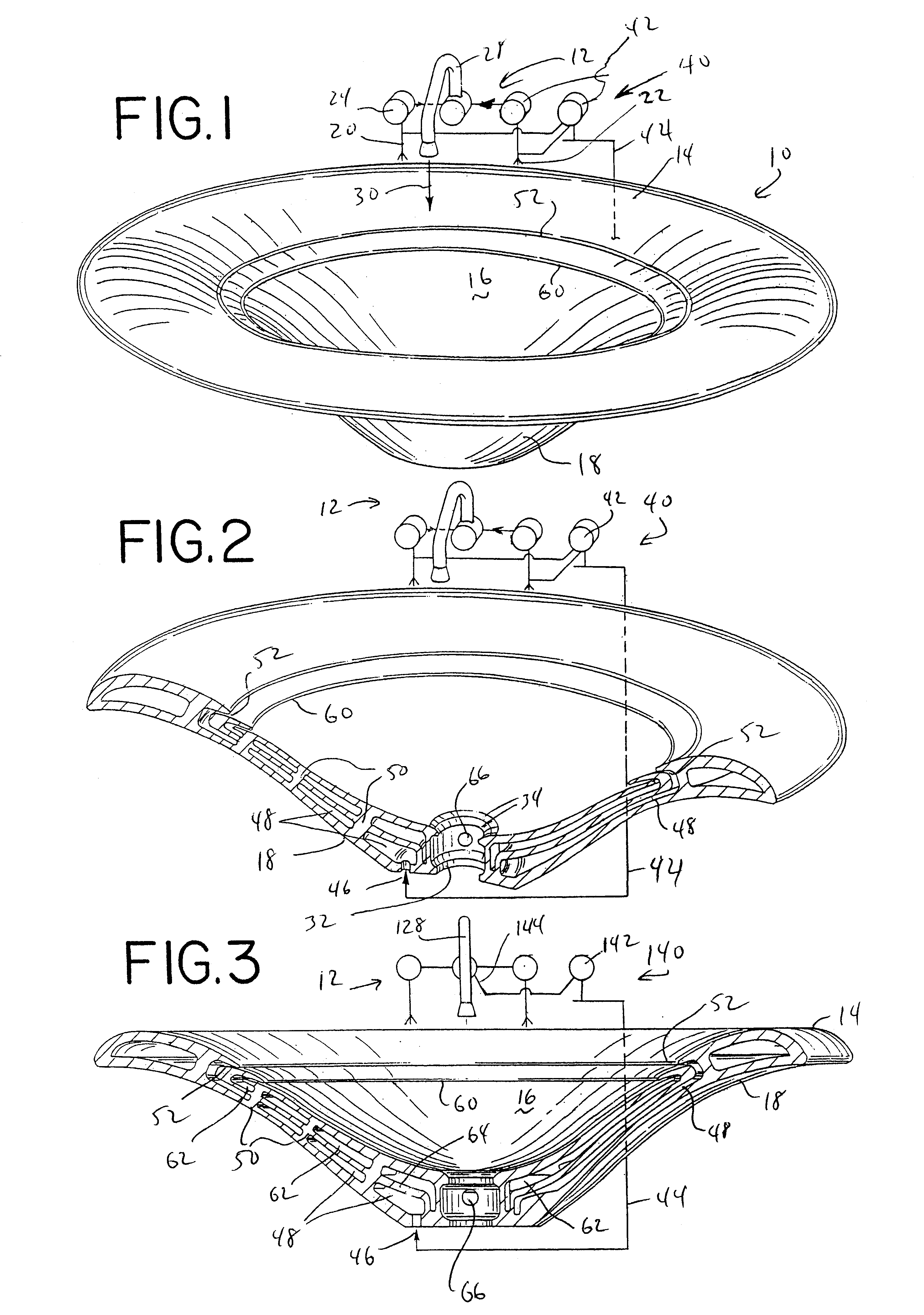 Wash basin with protective water film