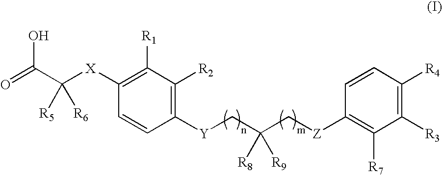 4-((phenoxyalkyl)thio)-phenoxyacetic acids and analogs