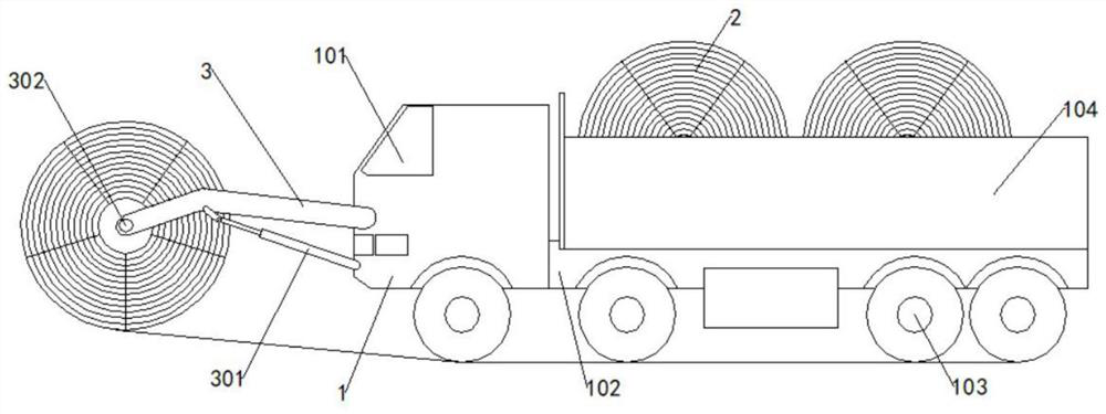 A grassland fire truck that can quickly lay and retract the isolation belt