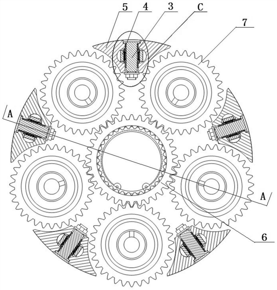 A planet carrier structure with flexible floating and load sharing