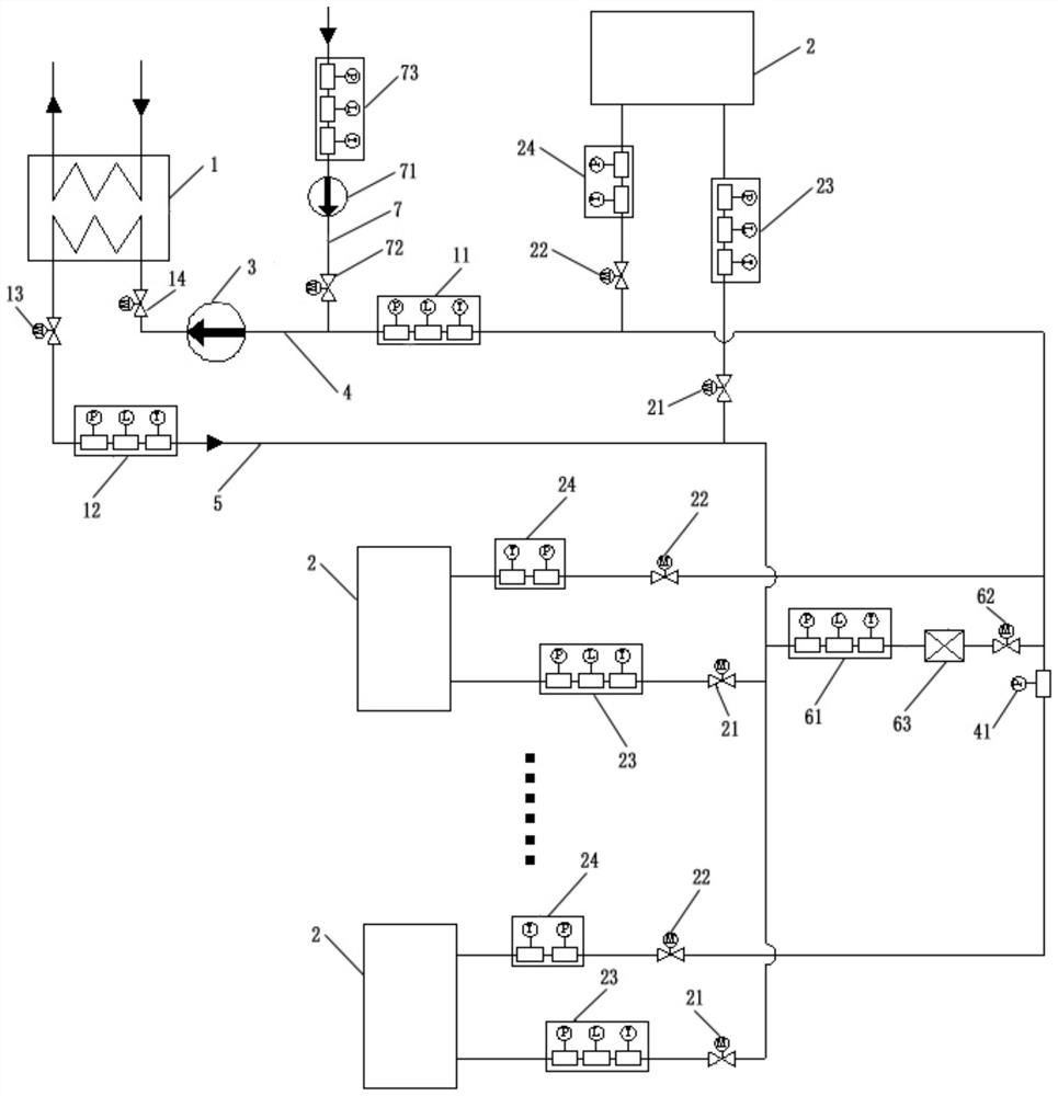 Pipe network heat storage system based on series connection of heat supply network supply and return mother pipes and regulation and control method of pipe network heat storage system