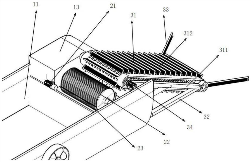 Enteromorpha salvage conveying, compression dewatering and automatic storage integrated equipment