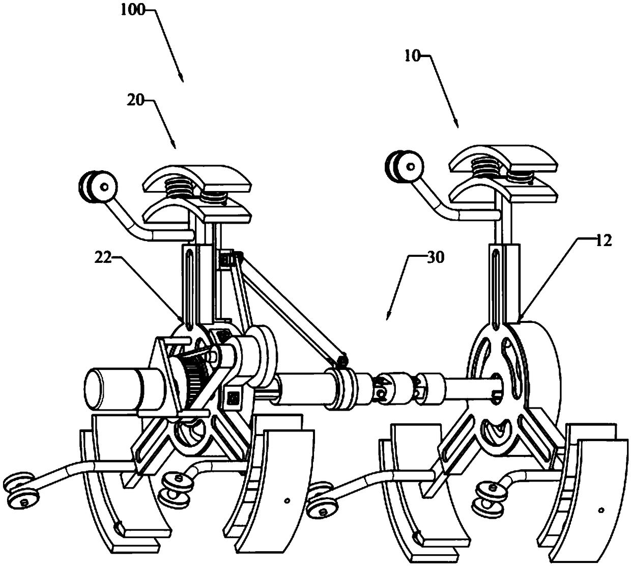 Single-drive peristaltic pipeline robot