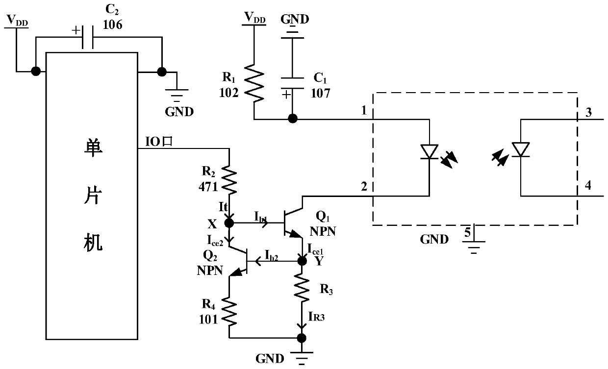 Constant current drive circuit and corresponding photoelectric smoke alarm circuit