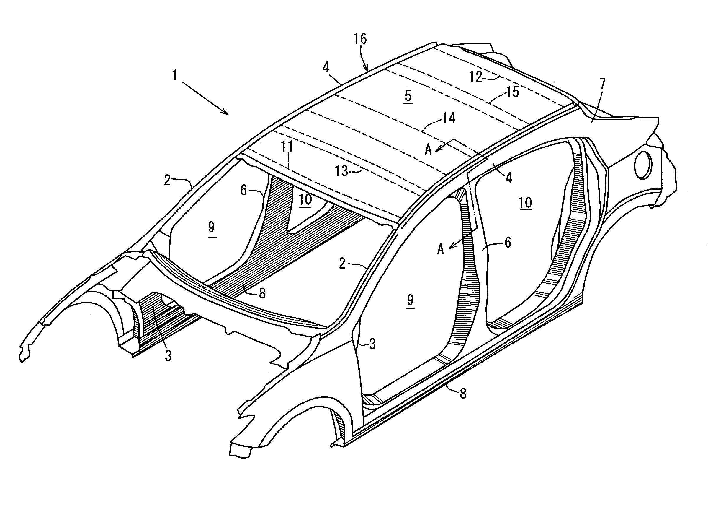 Upper vehicle-body structure of vehicle