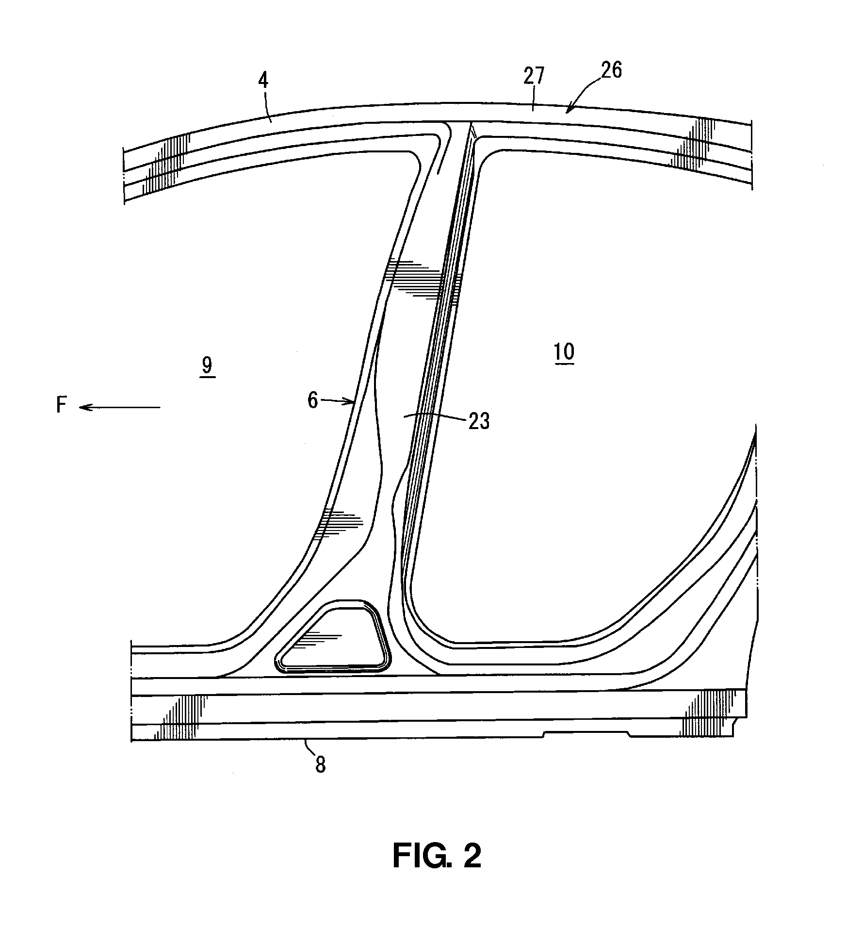 Upper vehicle-body structure of vehicle