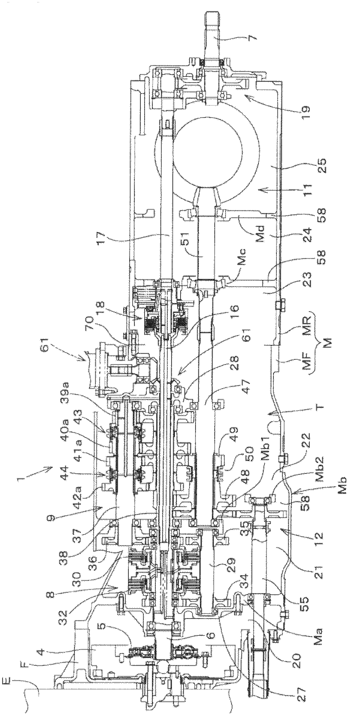 Tractor transmission device