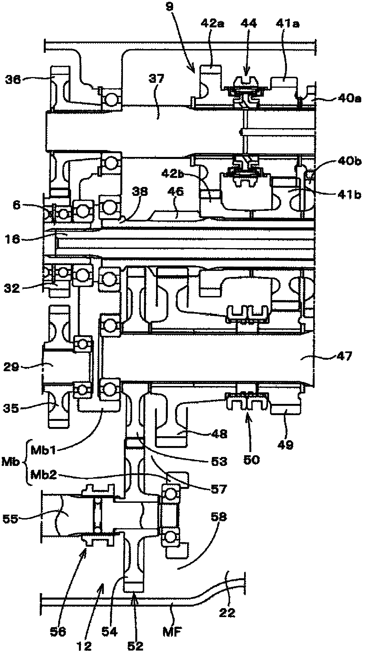 Tractor transmission device