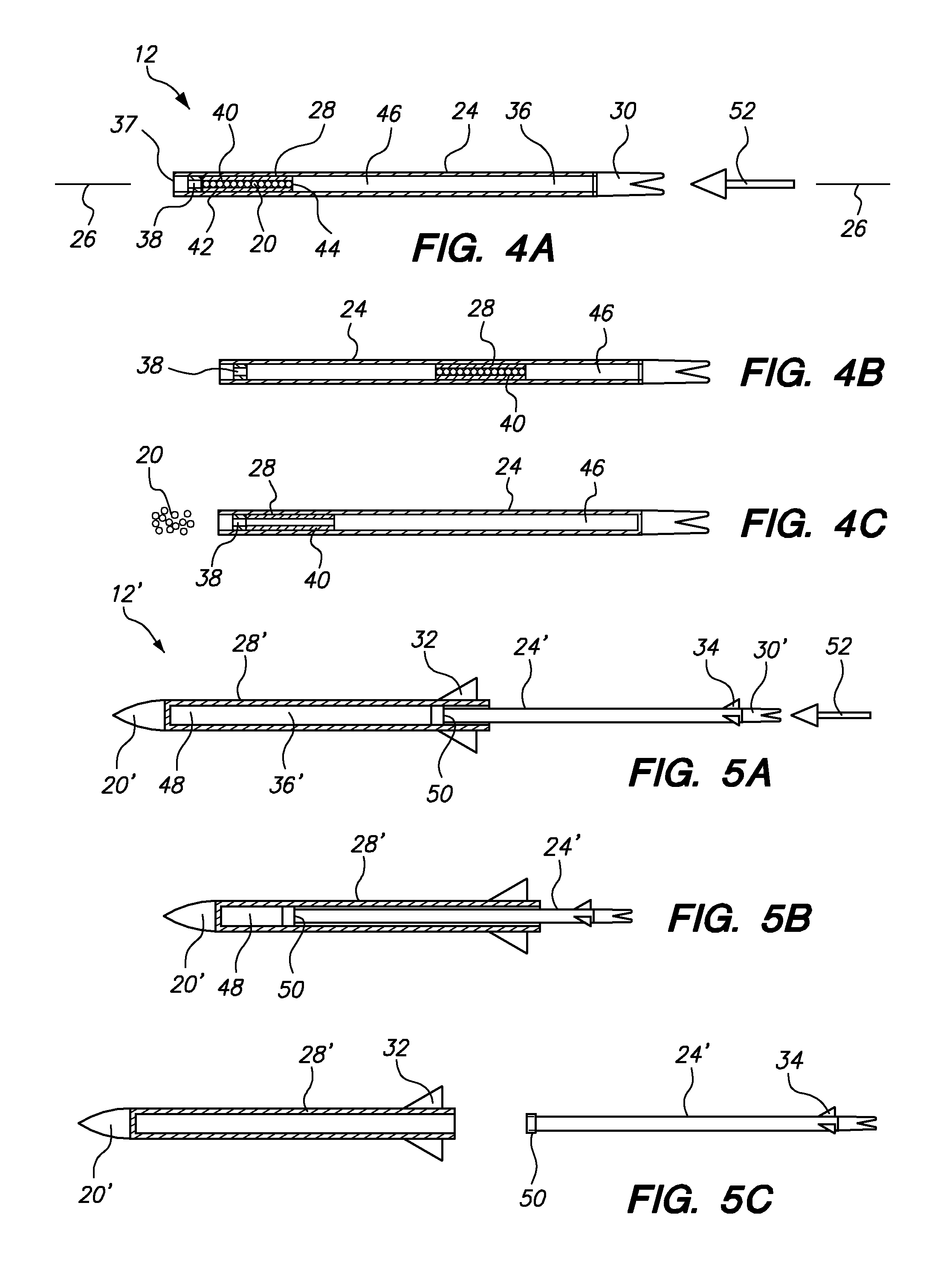 Two-phase projectile with a proximal compression chamber