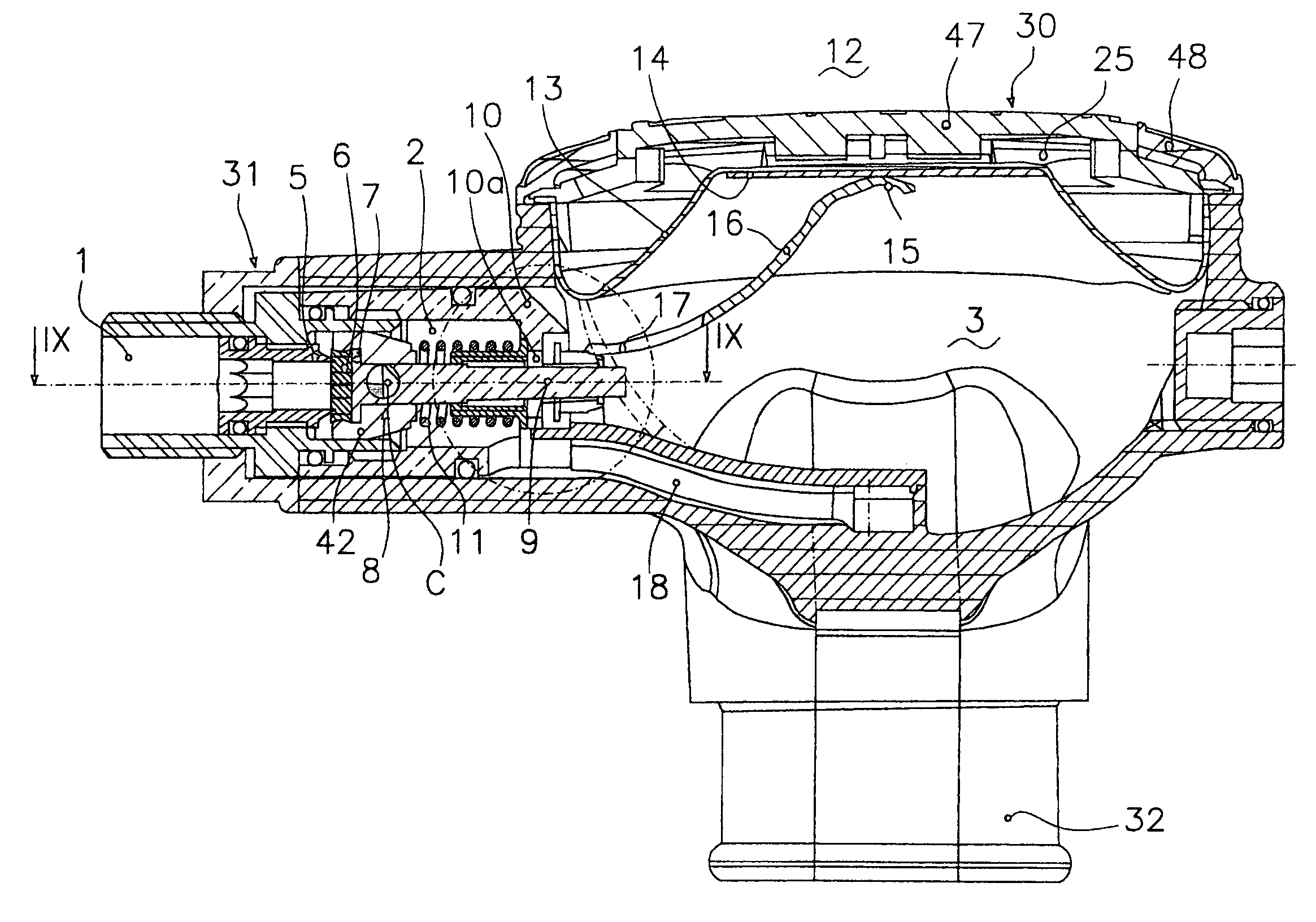 Second-stage regulator for scuba divers