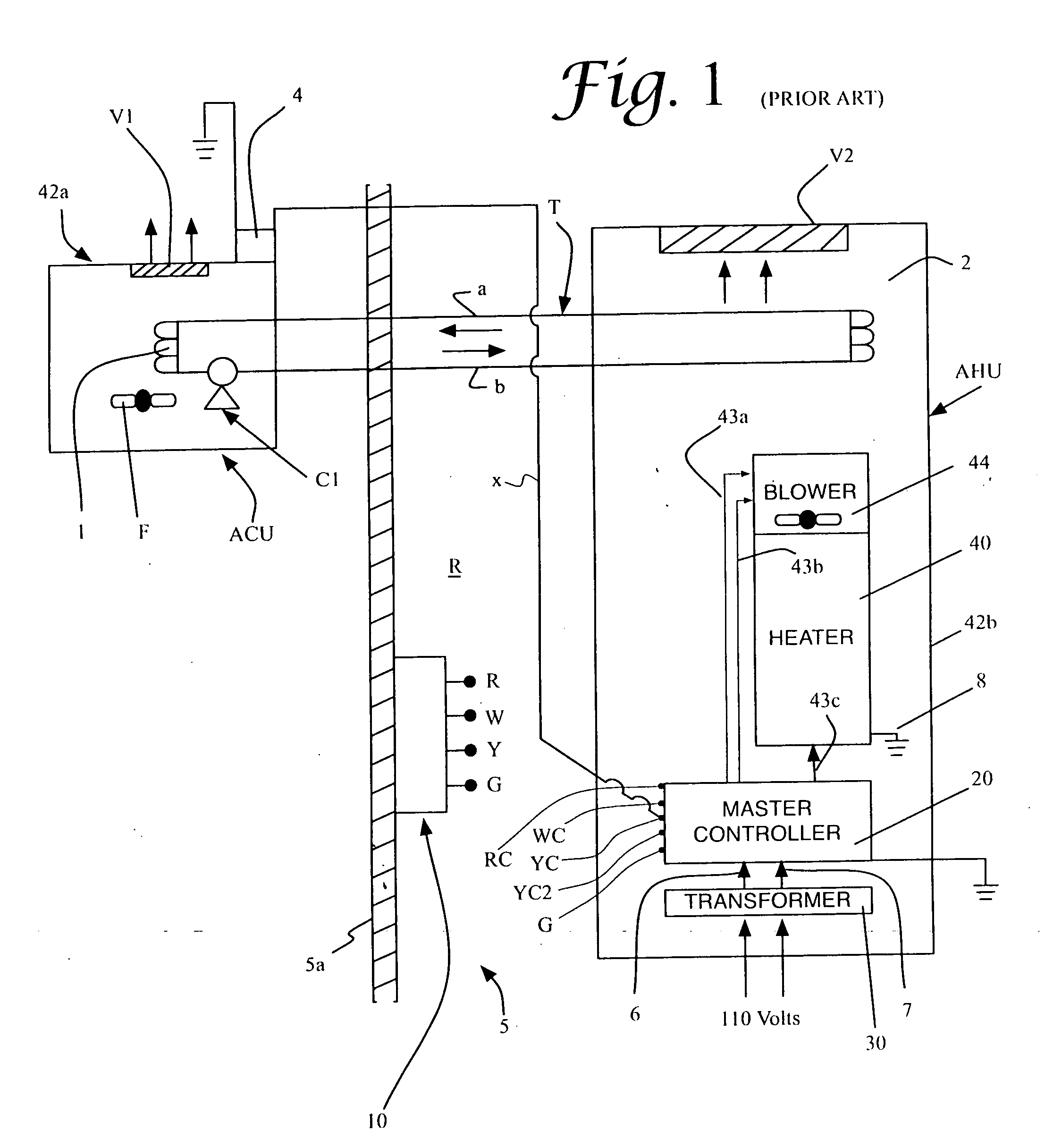 Air conditioning system, control unit and other components used therewith