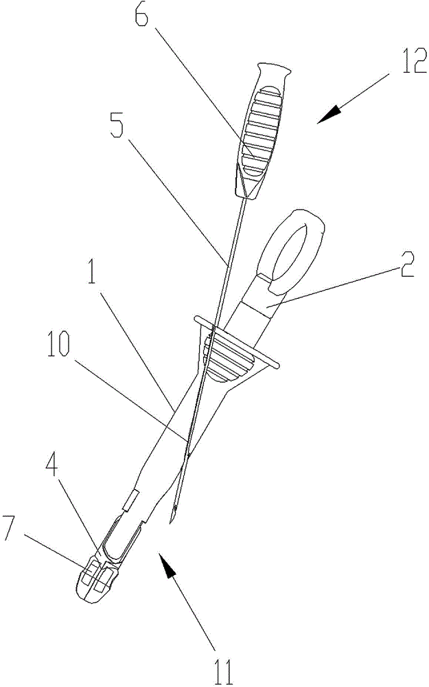 Laparoscope suture knot pushing and suturing device