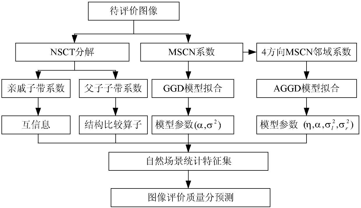 Universal no-reference image quality evaluation method based on transformation domain and spatial domain