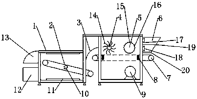 A root-soil separating device for root crops