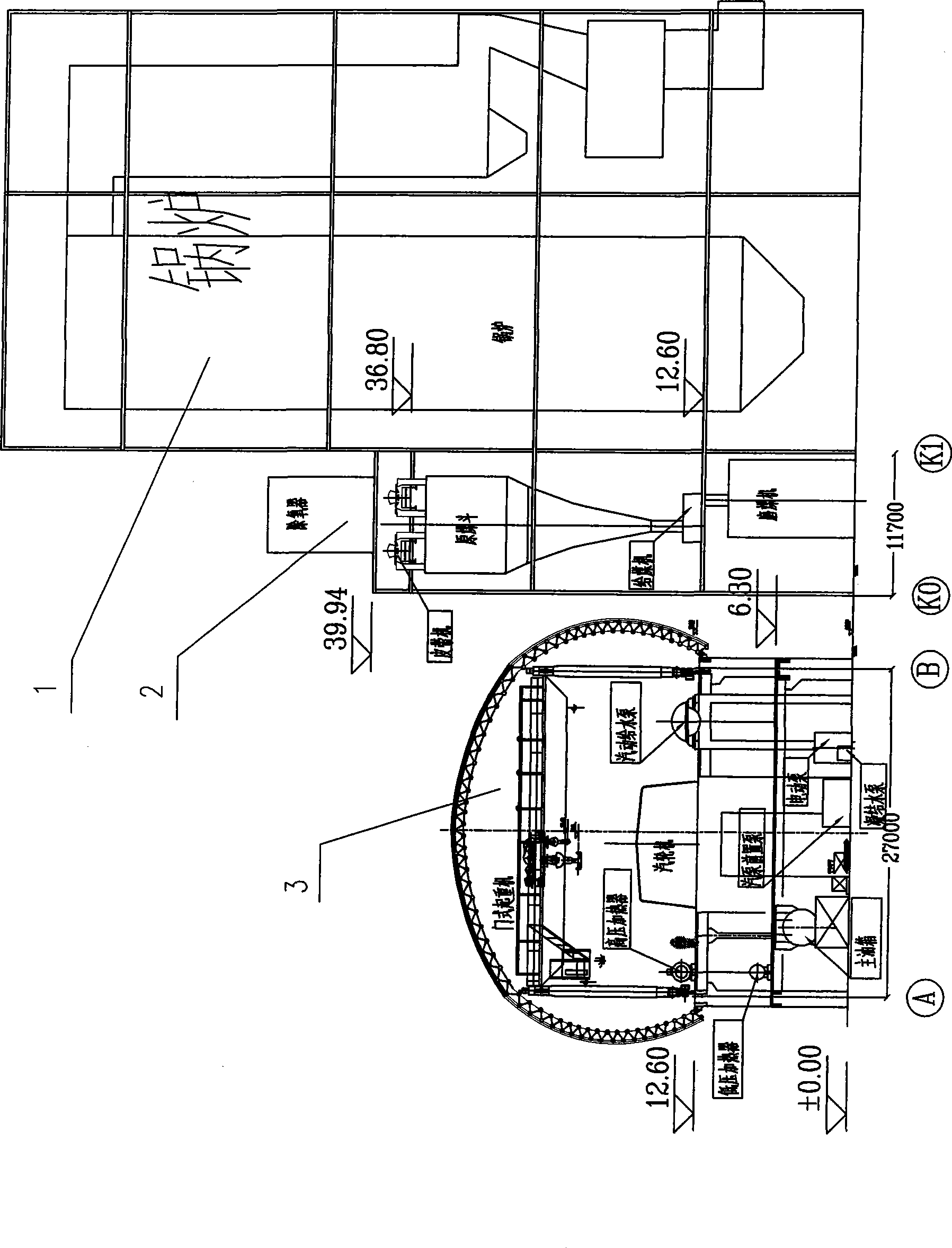 Main power zone island type arrangement of thermal power generation plant