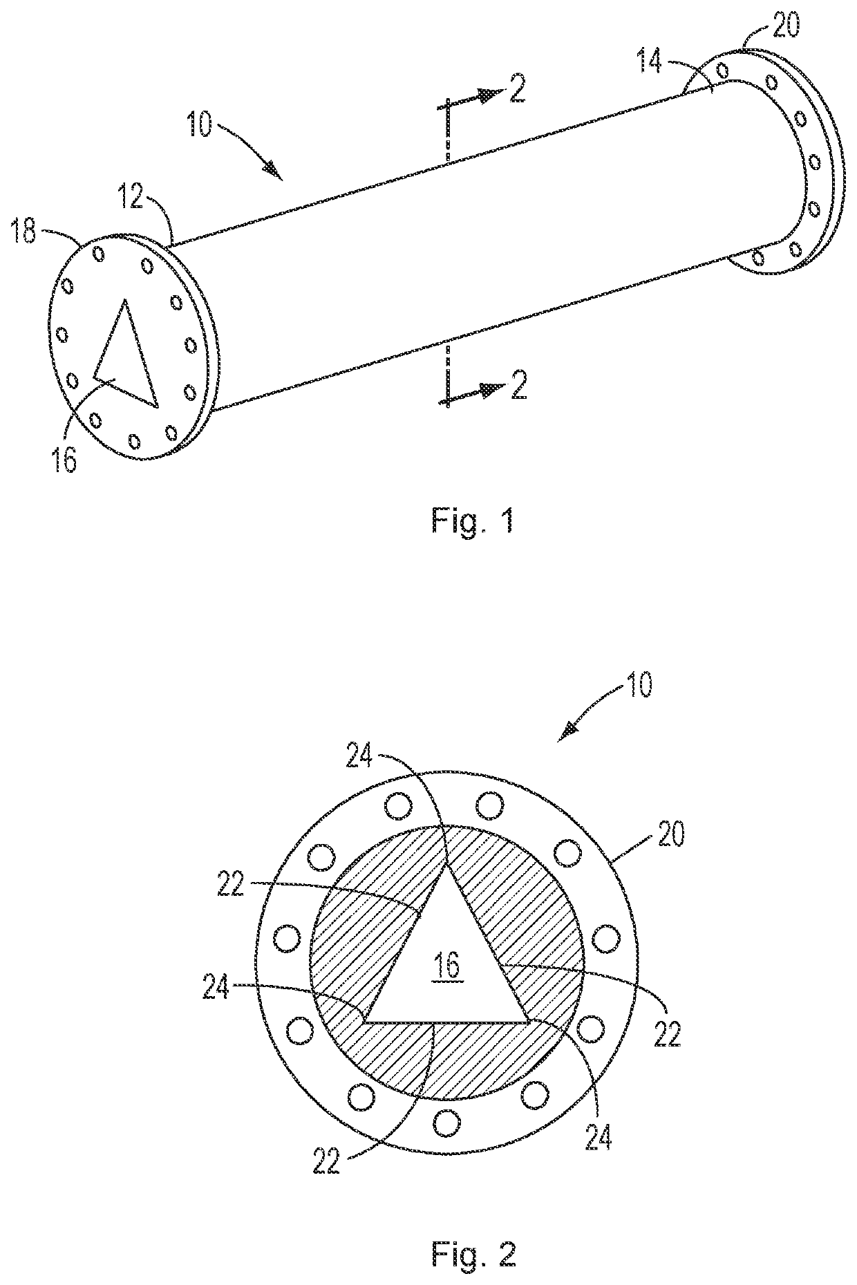 Low erosion fluid conduit with sharp section geometry