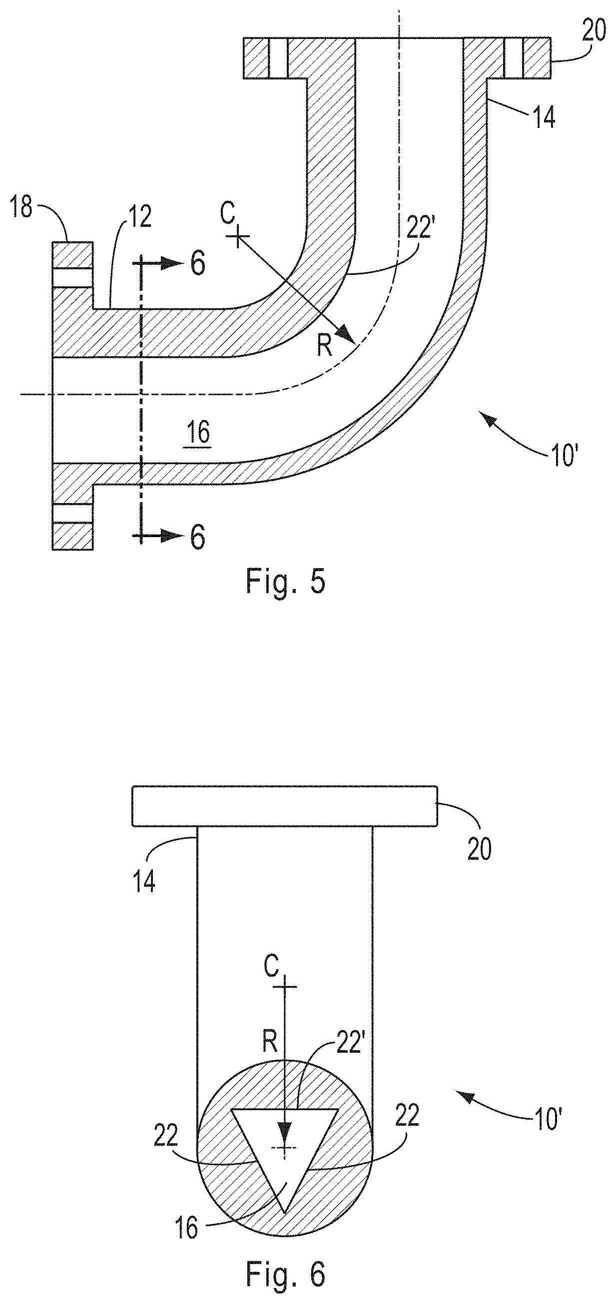 Low erosion fluid conduit with sharp section geometry