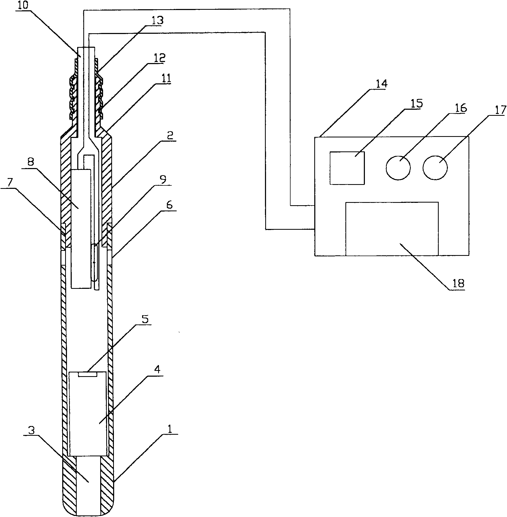 Portable water level and water temperature measurement instrument