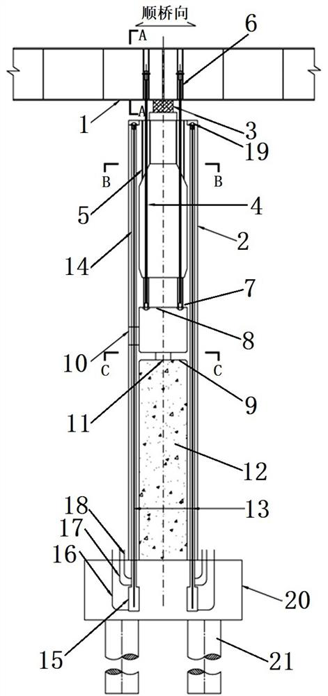 Tensile device for side piers and auxiliary piers of large-span bridge