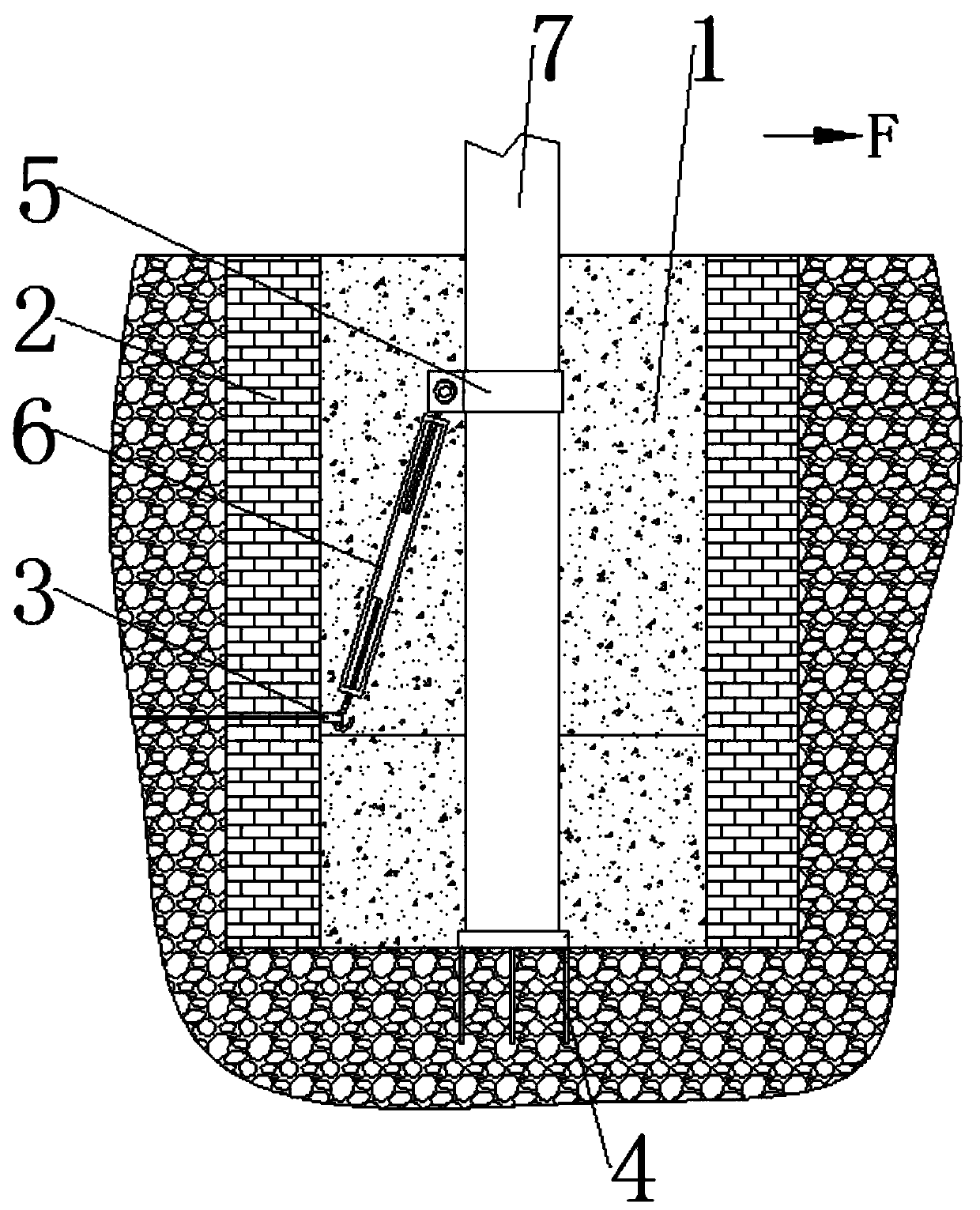 Telegraph pole assembly method for reducing earth surface covering area