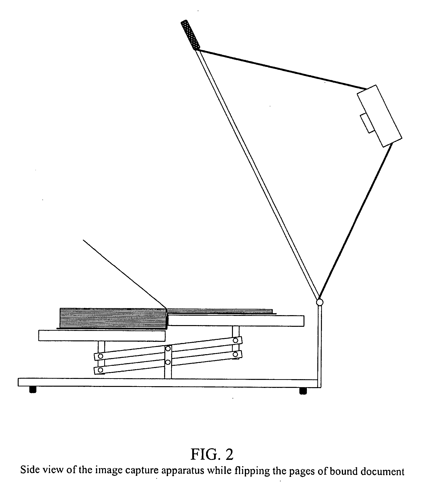 Method and apparatus for capturing the image of bound documents such as books using digital camera