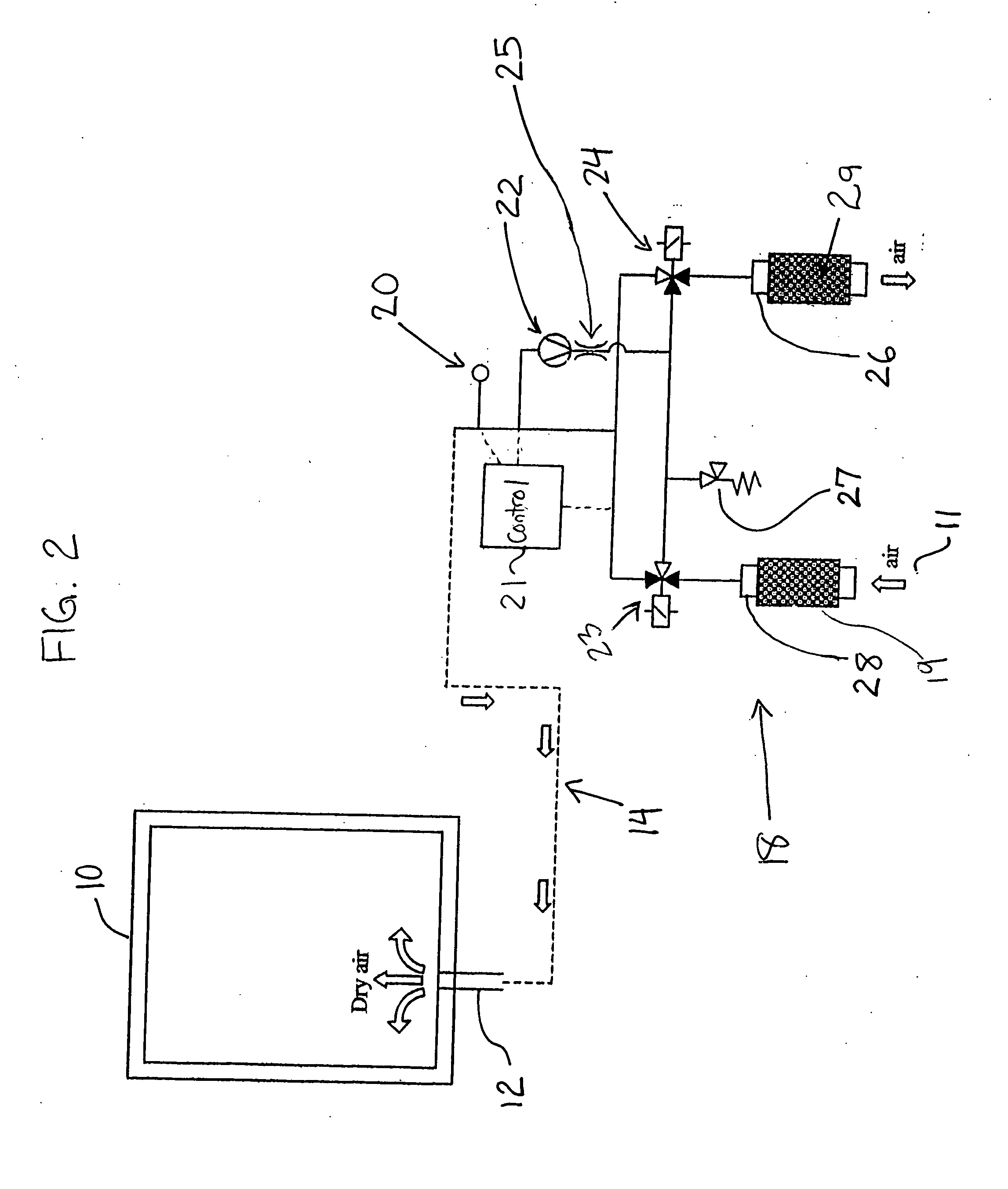 Dryer system for the prevention of frost in an ultra low temperature freezer