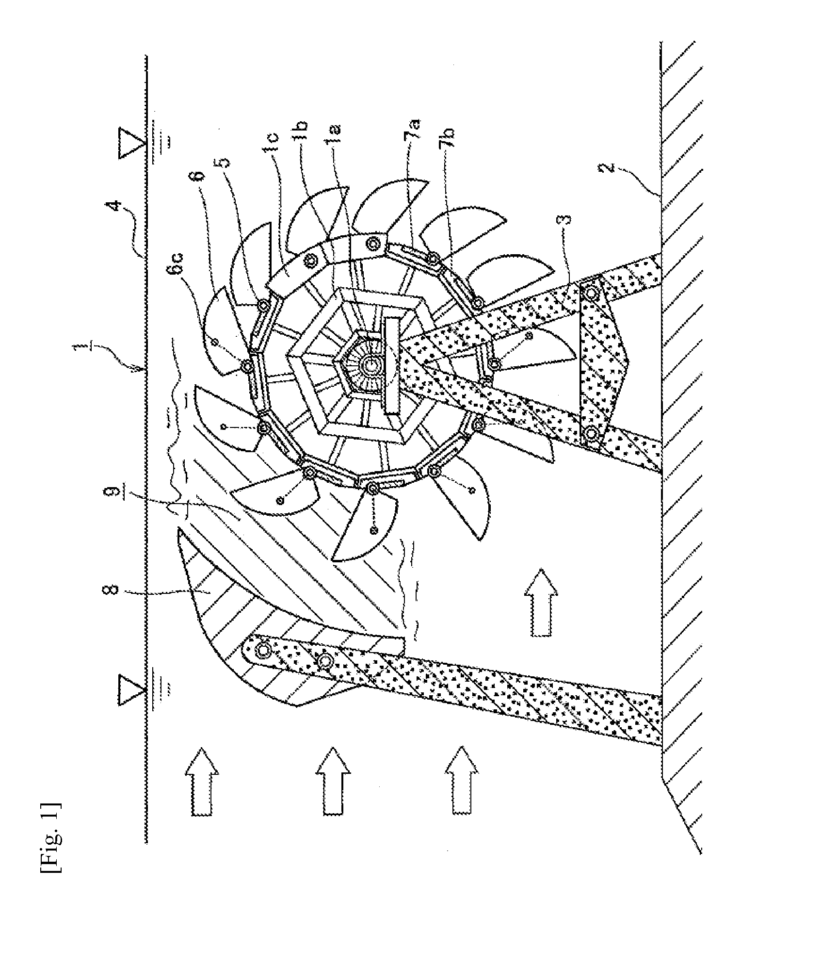 Bottomless-cup type water power conversion device utilizing flowing water energy