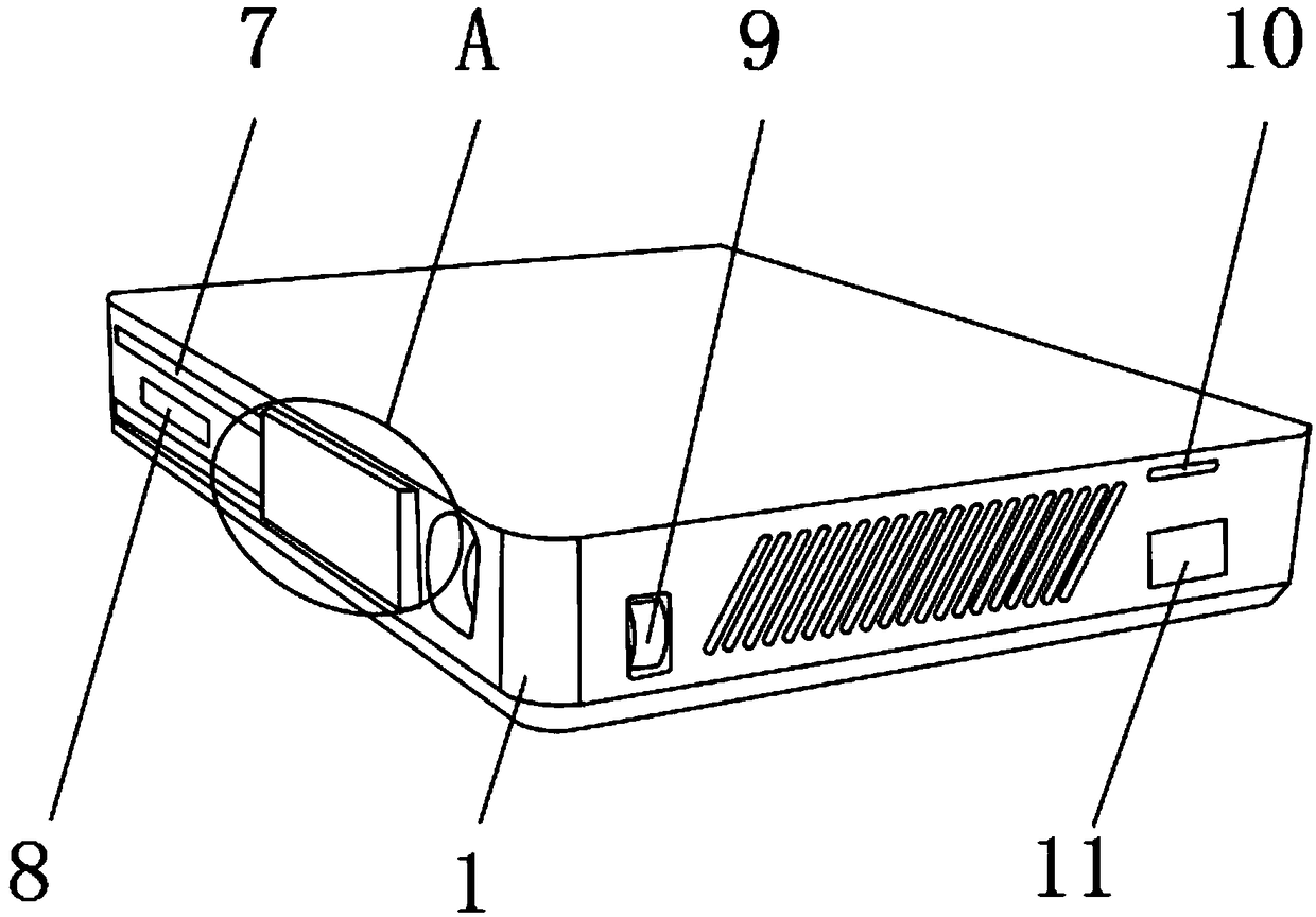 Projection device for elevator room and use method of projection device