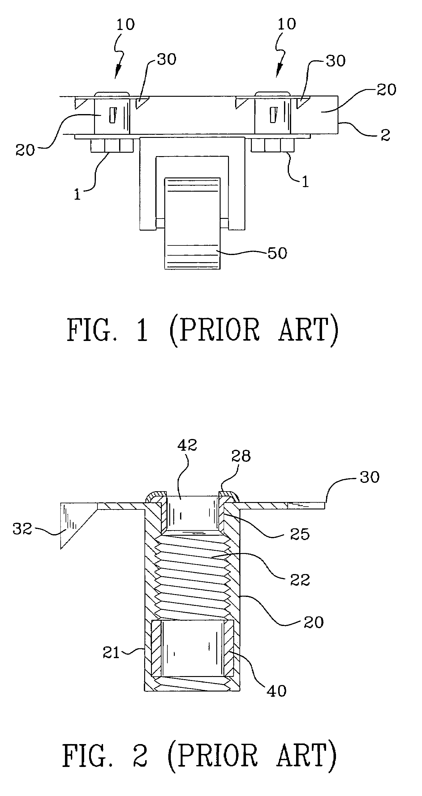 Hopper fed tee-nut having counterbore with nylon lock