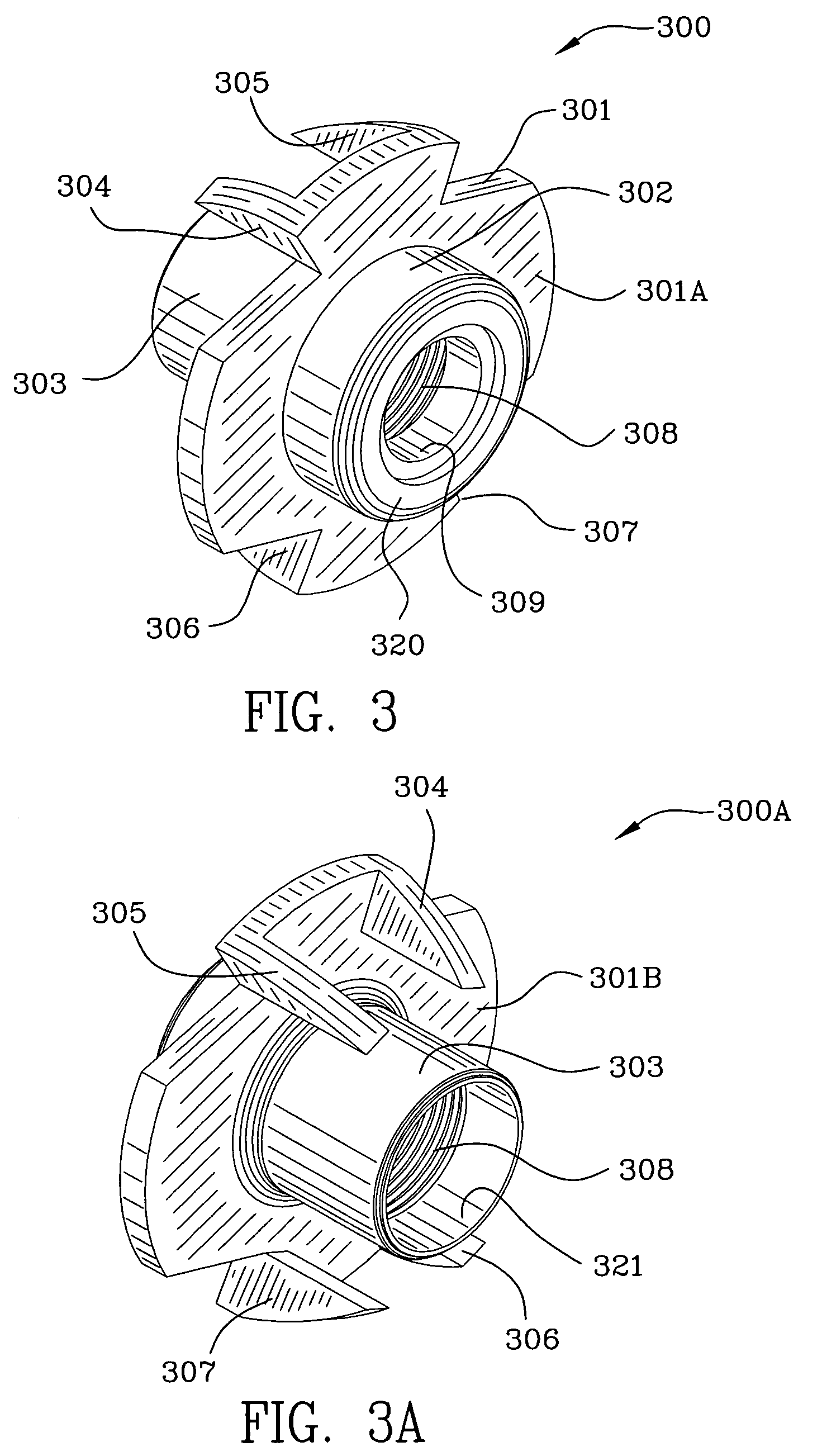 Hopper fed tee-nut having counterbore with nylon lock