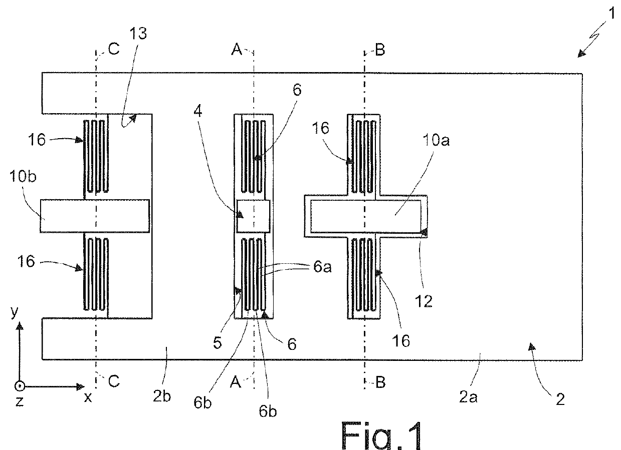 Detection structure for a Z-axis resonant accelerometer