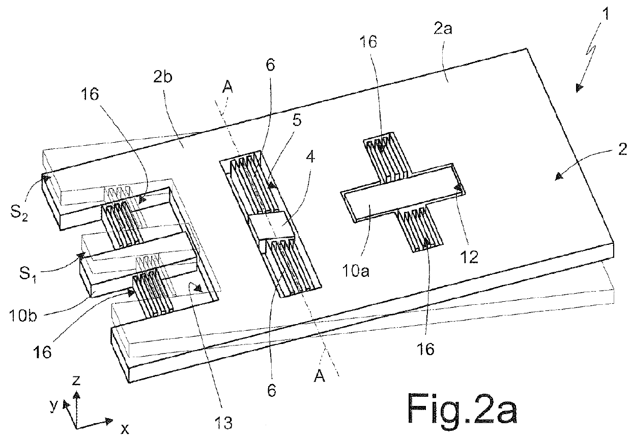 Detection structure for a Z-axis resonant accelerometer