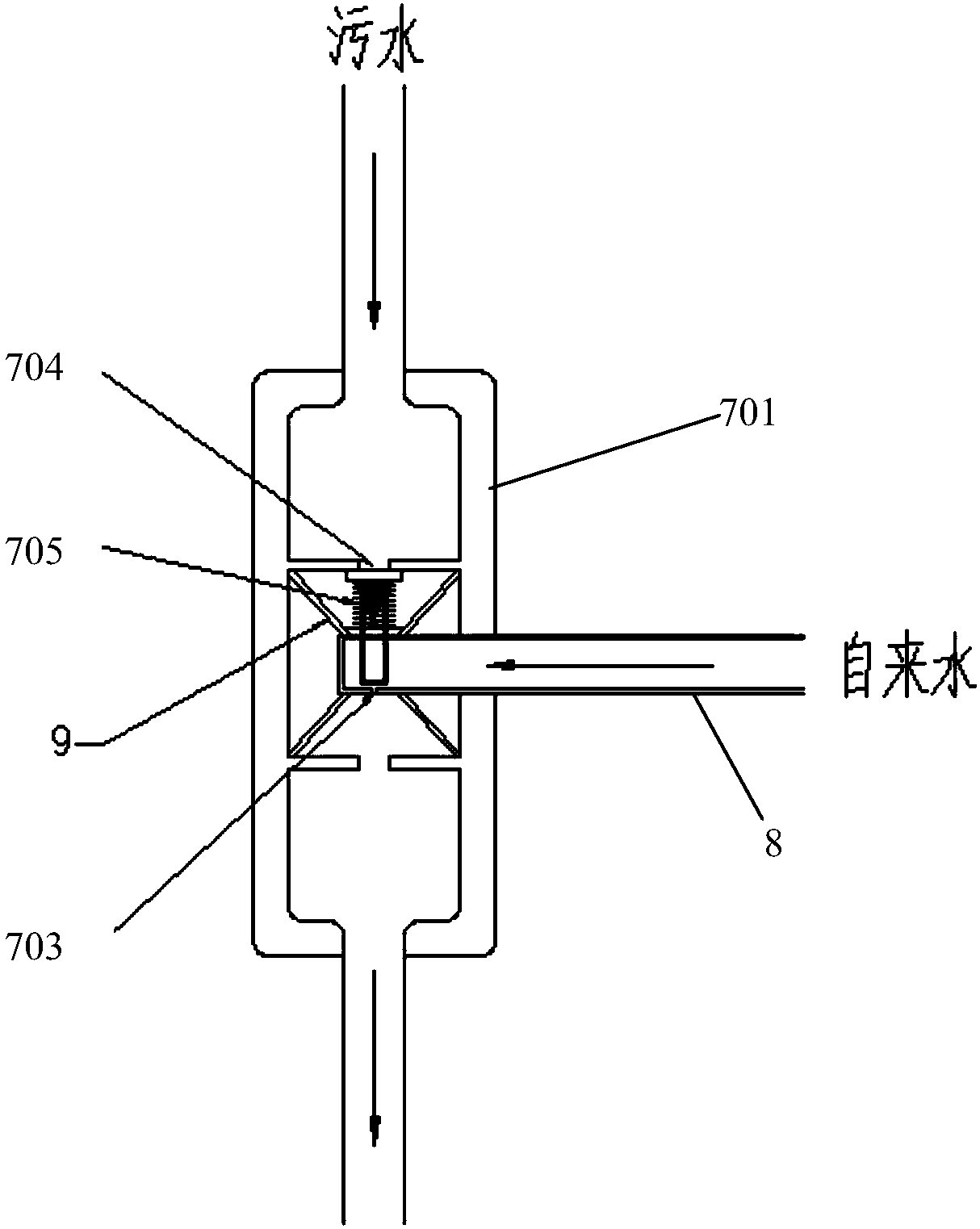 Device for supplying water to flushing toilet through selective use of sewage