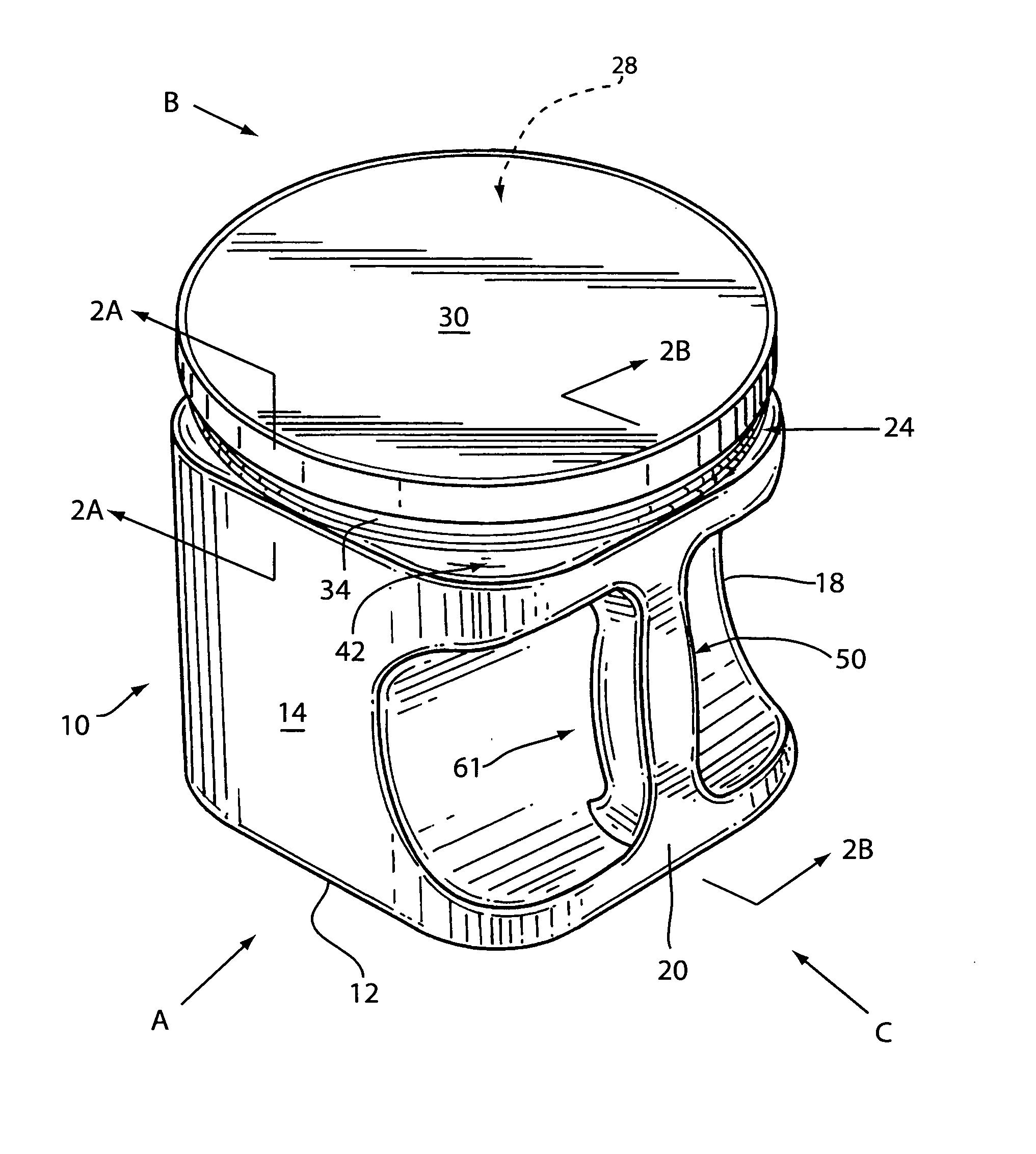 Plastic coffee container with handle