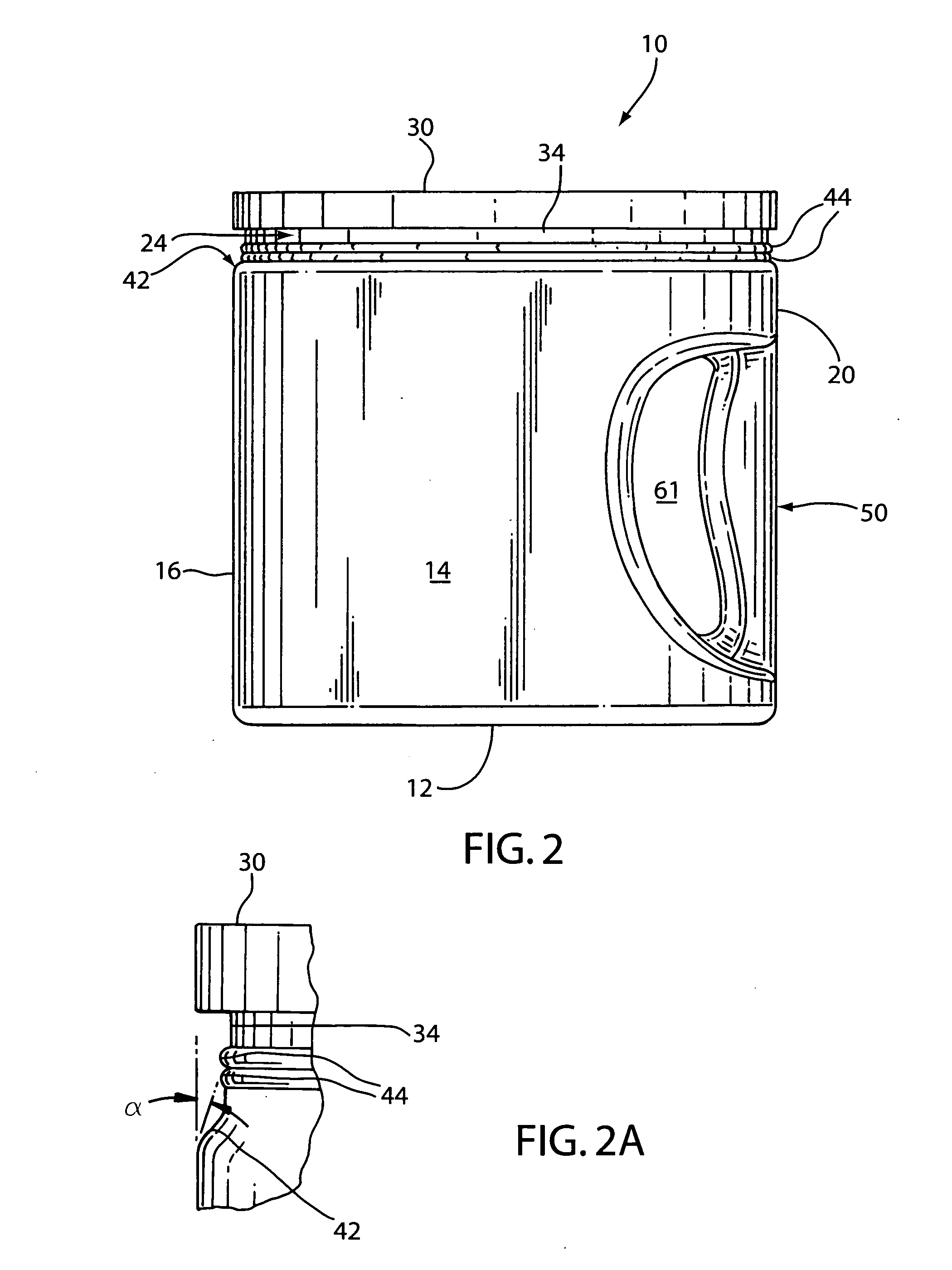 Plastic coffee container with handle