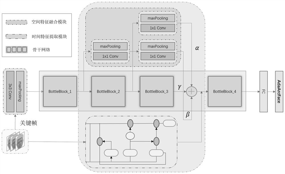 Face recognition method and system based on spatio-temporal feature fusion and sample attention enhancement