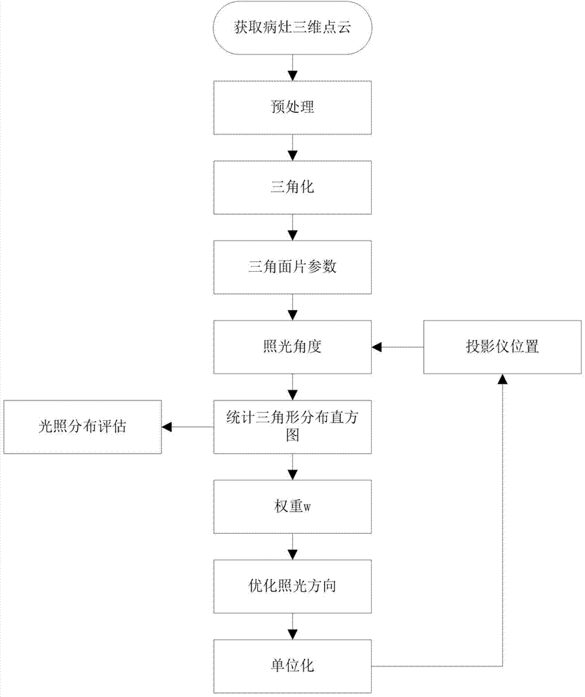 Optimization method of projection direction in PDT (Photodynamics Therapy)