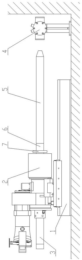 Middle rod adding method of guide rail type drilling device