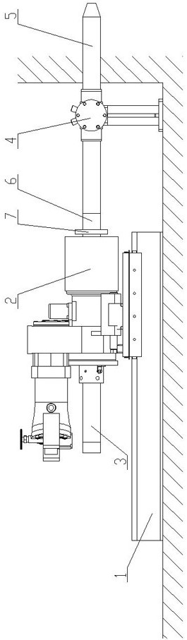 Middle rod adding method of guide rail type drilling device