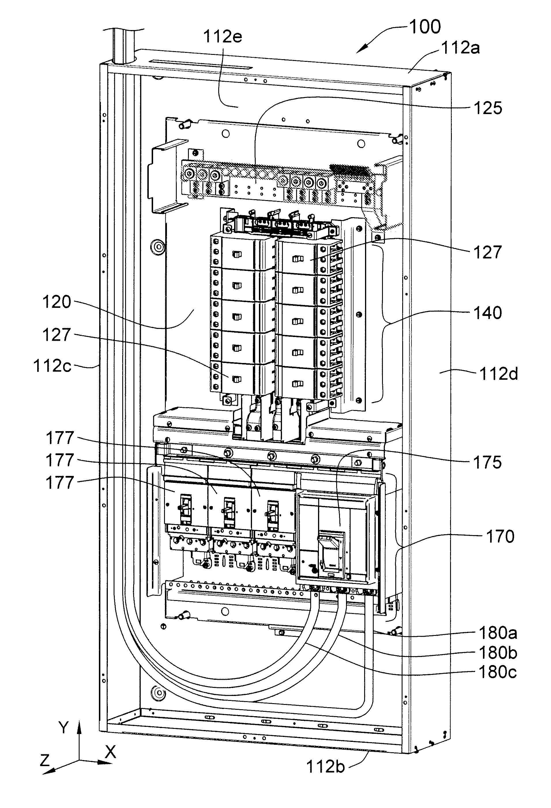 High density power/lighting panelboard