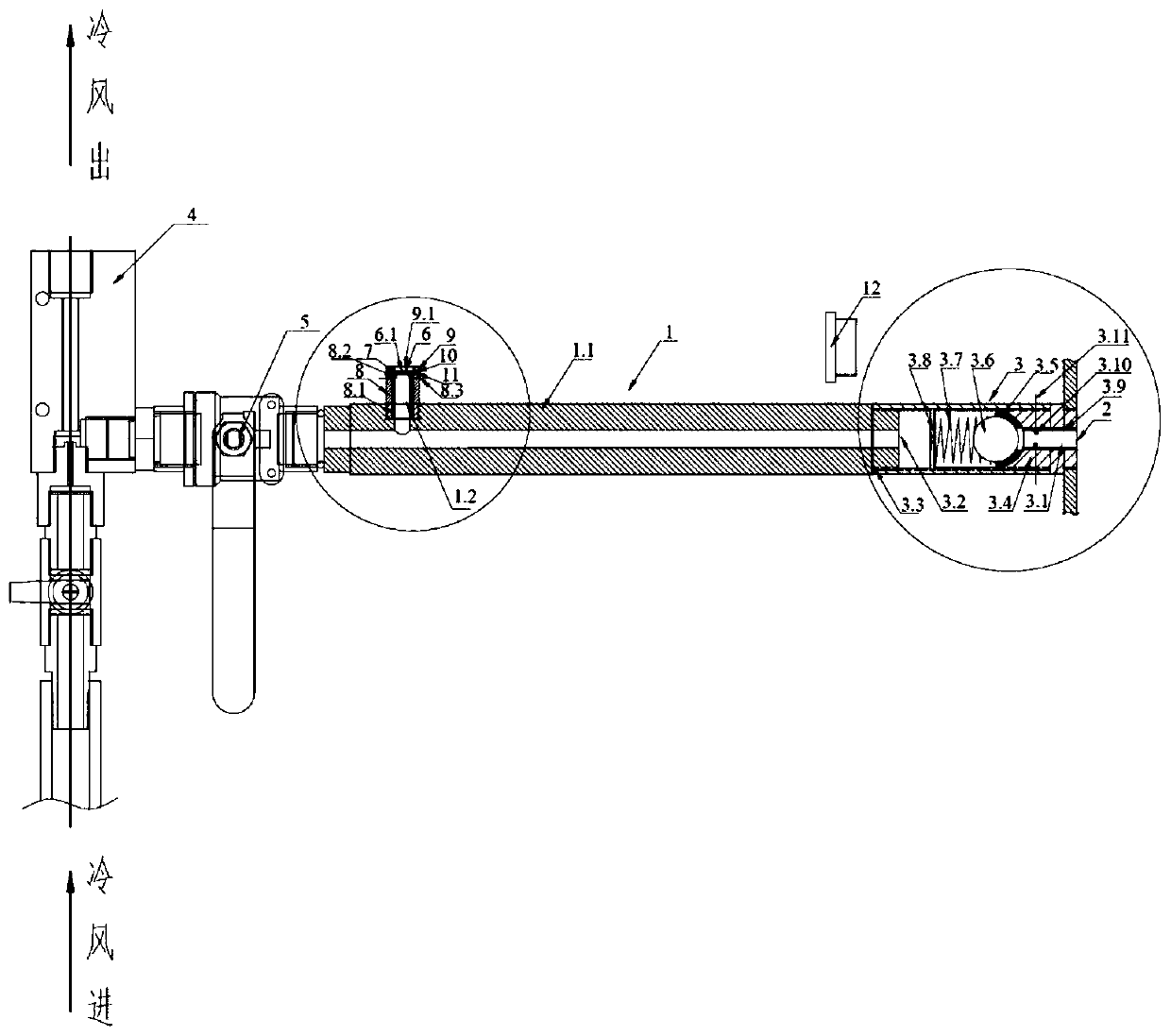 Detector for vacuum state in ship tail shaft sealing chamber