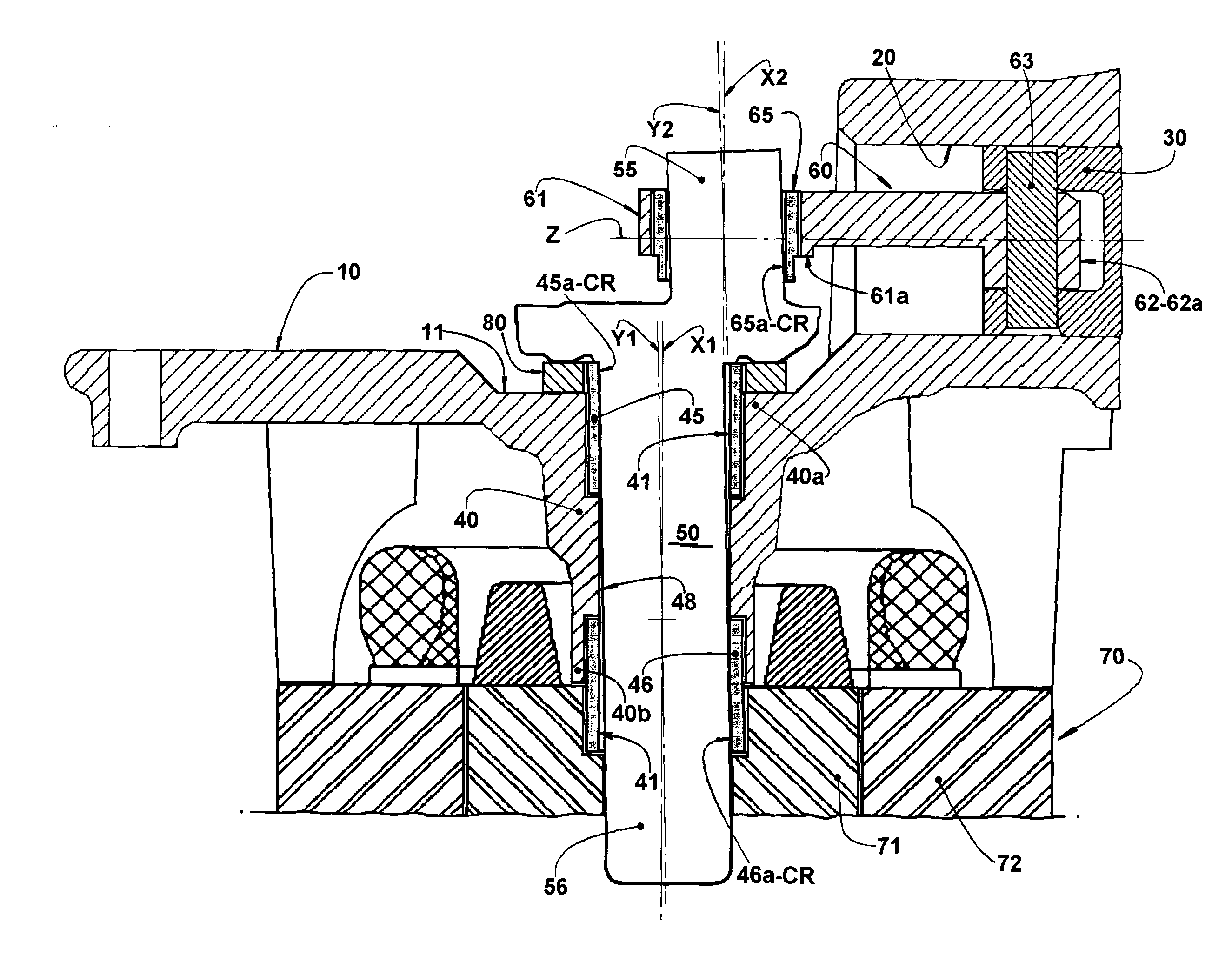 Bearing arrangements in a refrigeration reciprocating compressor