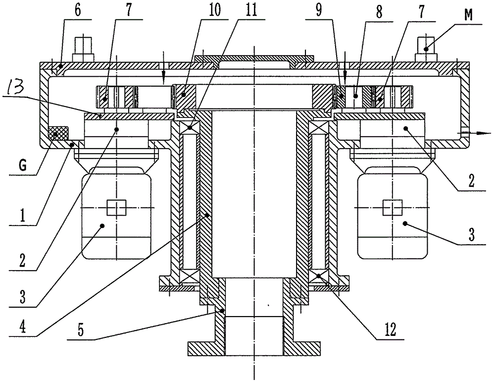 Oil temperature alarming star wheel external gearing four-division speed reducer of pile machine