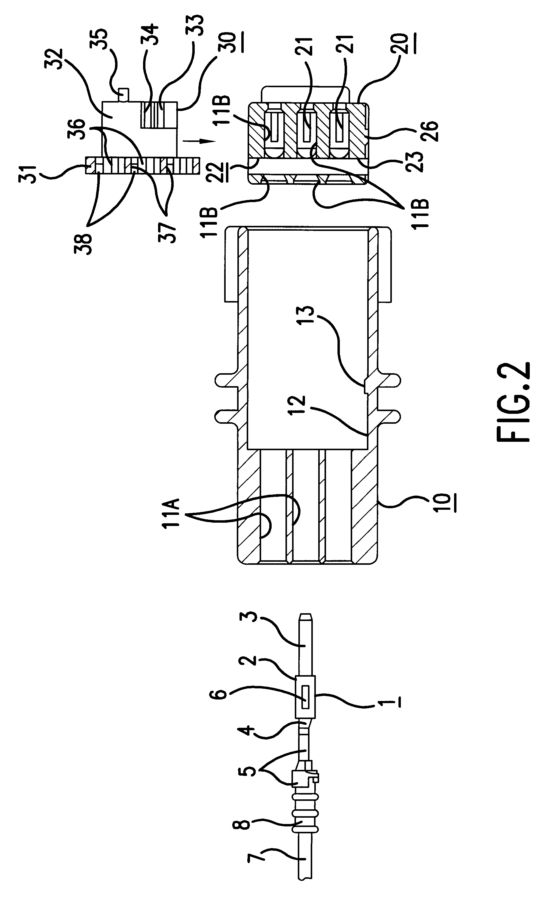 Connector with a side retainer