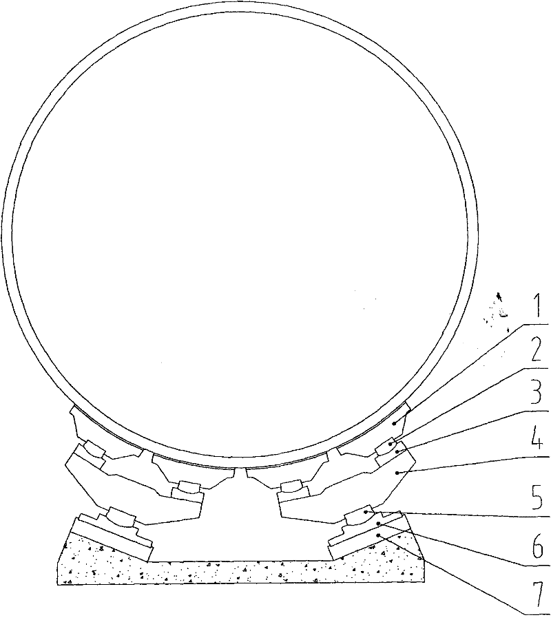 Self-adaptive triple sphere supporting device of large-scaled slide shoe tube mill