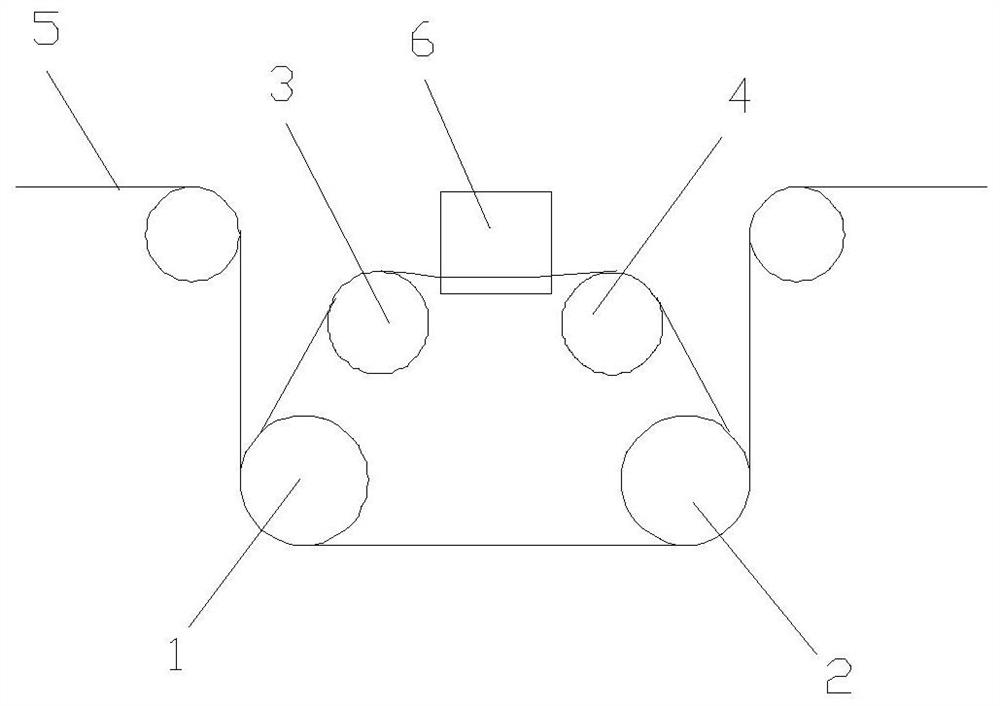 Discharging four-roller mechanism for diamond wire multi-wire cutting machine